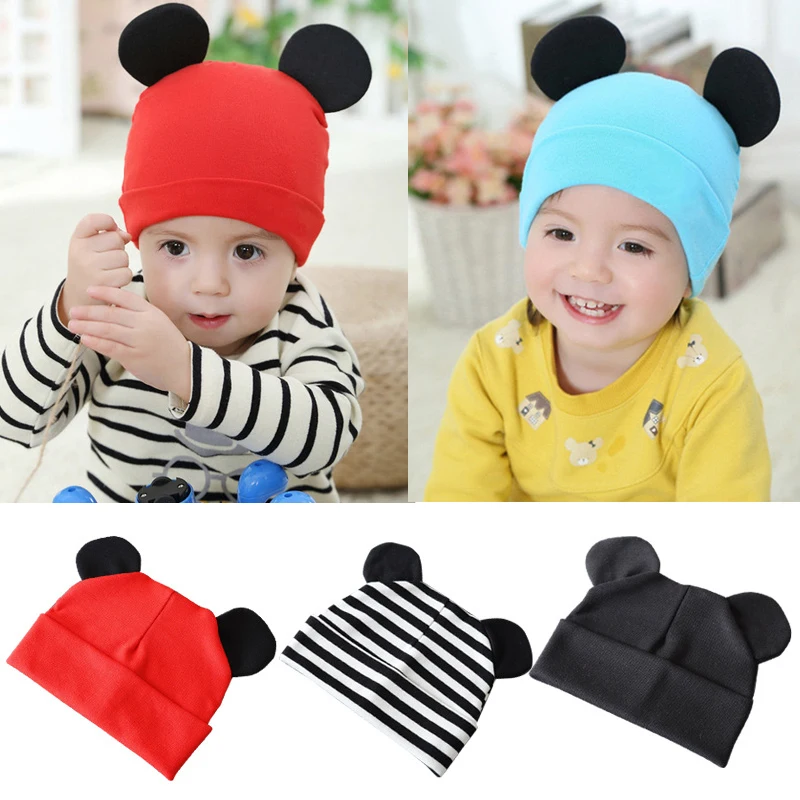 Disney Hat Mickey Mouse Big Ears Warm Bonnet Hats Kids Children Cap Toddler Boy Girls Baby Autumn Winter Spring Cap Baby Gift