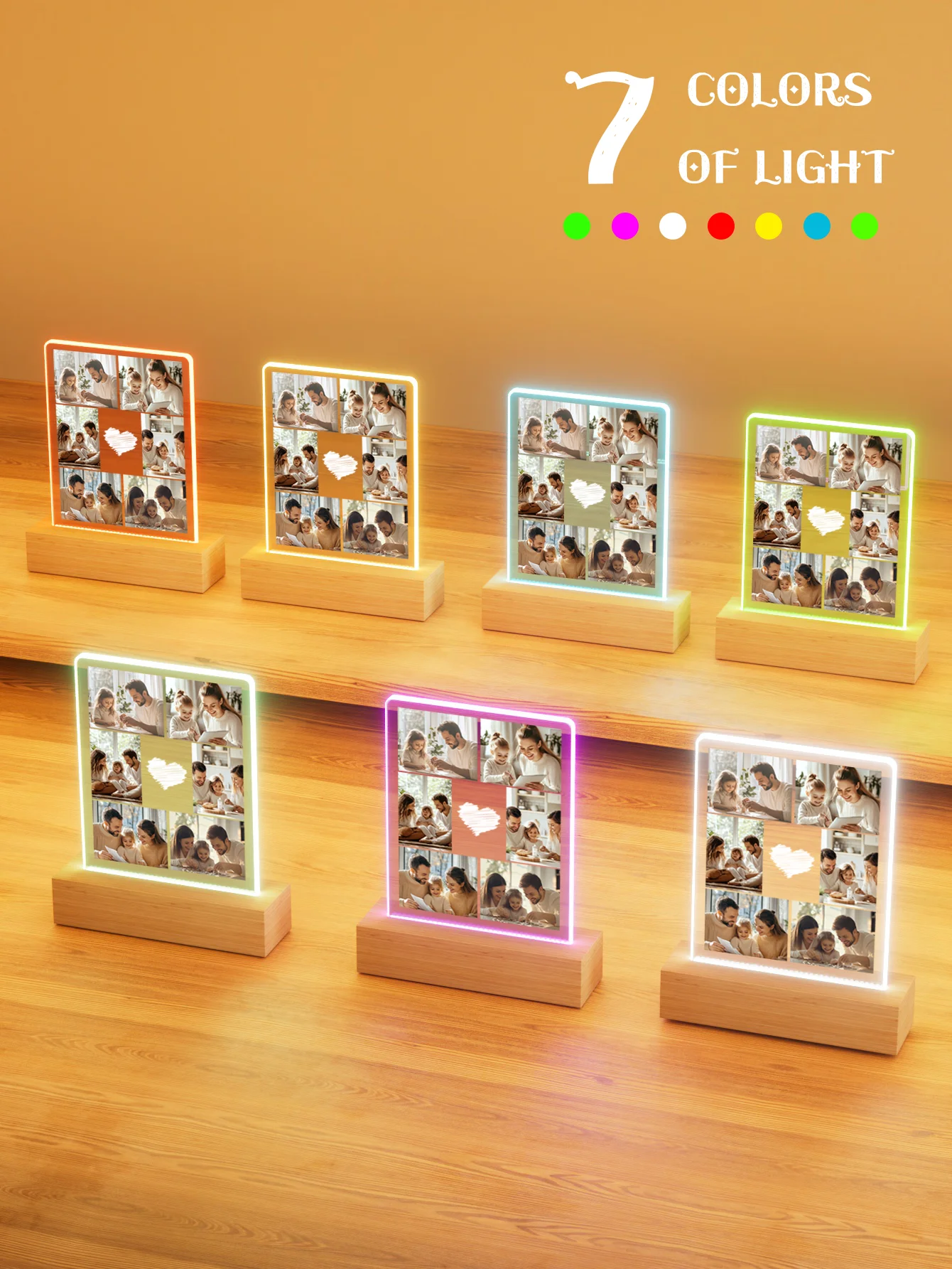 1 قطعة ضوء ليلي Led للصور المخصصة ، ضوء ليلي أكريليك شخصي مع صور ونص ، ضوء LED مجمع للصور الشخصية ، #6