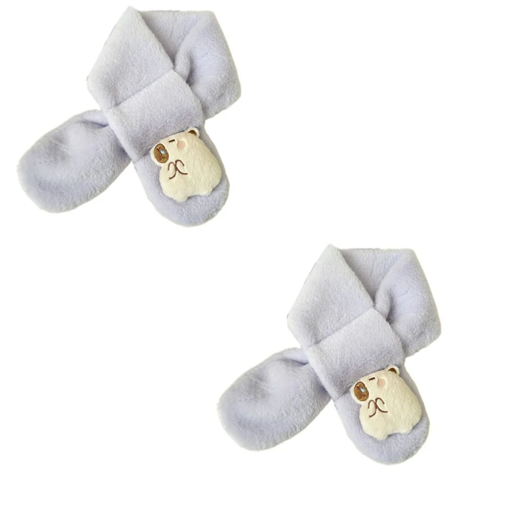 2 قطعة Kawaii كابيبالا وشاح قطيفة كابيبالا على شكل تقليد الأرنب الفراء الأطفال كابيبالا وشاح الدفء بلون