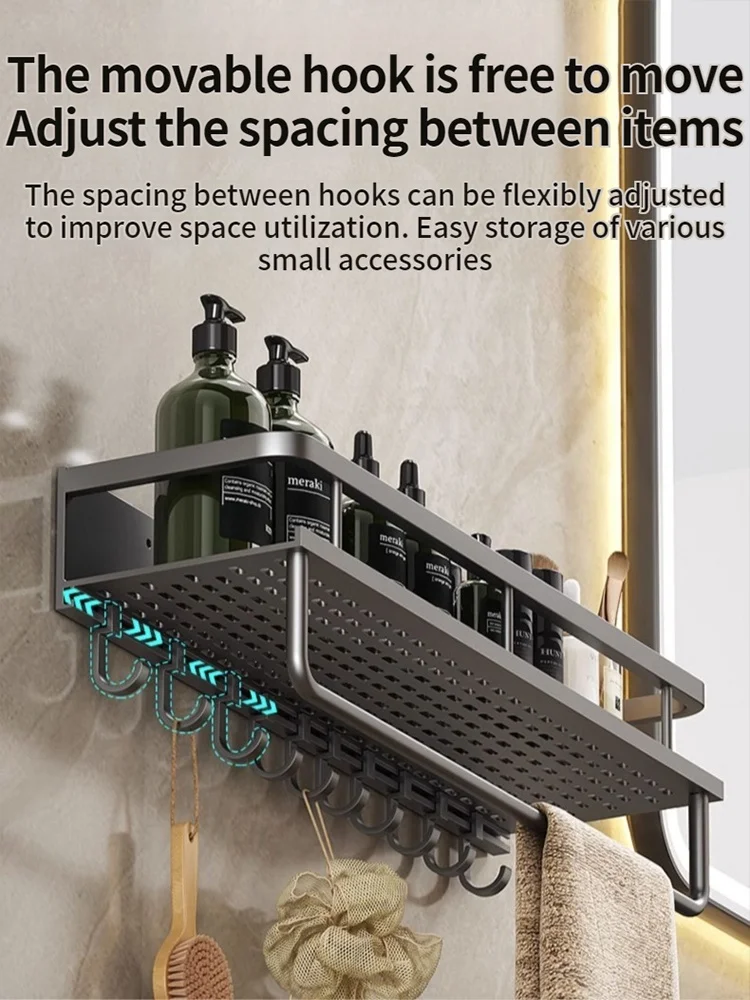 60CM Walls for Installation Aluminum Bathroom Shelf Shelves Shampoo Rack Storage Holder Kitchen Organizer Wall Rack