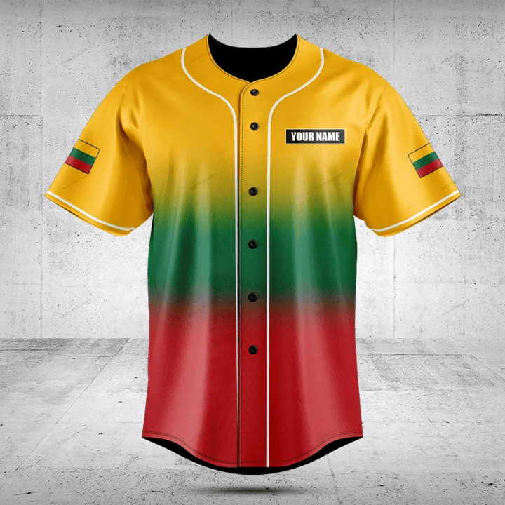 Men'S Fashion Names - เสื้อเชิ้ตแขนสั้นลายธงชาติลิทัวเนียพร้อมชื่อที่กำหนดเอง สีไล่เฉดลำลองสำหรับฤดูร้อน แฟชั่นผู้ชาย เสื้อเบสบอล