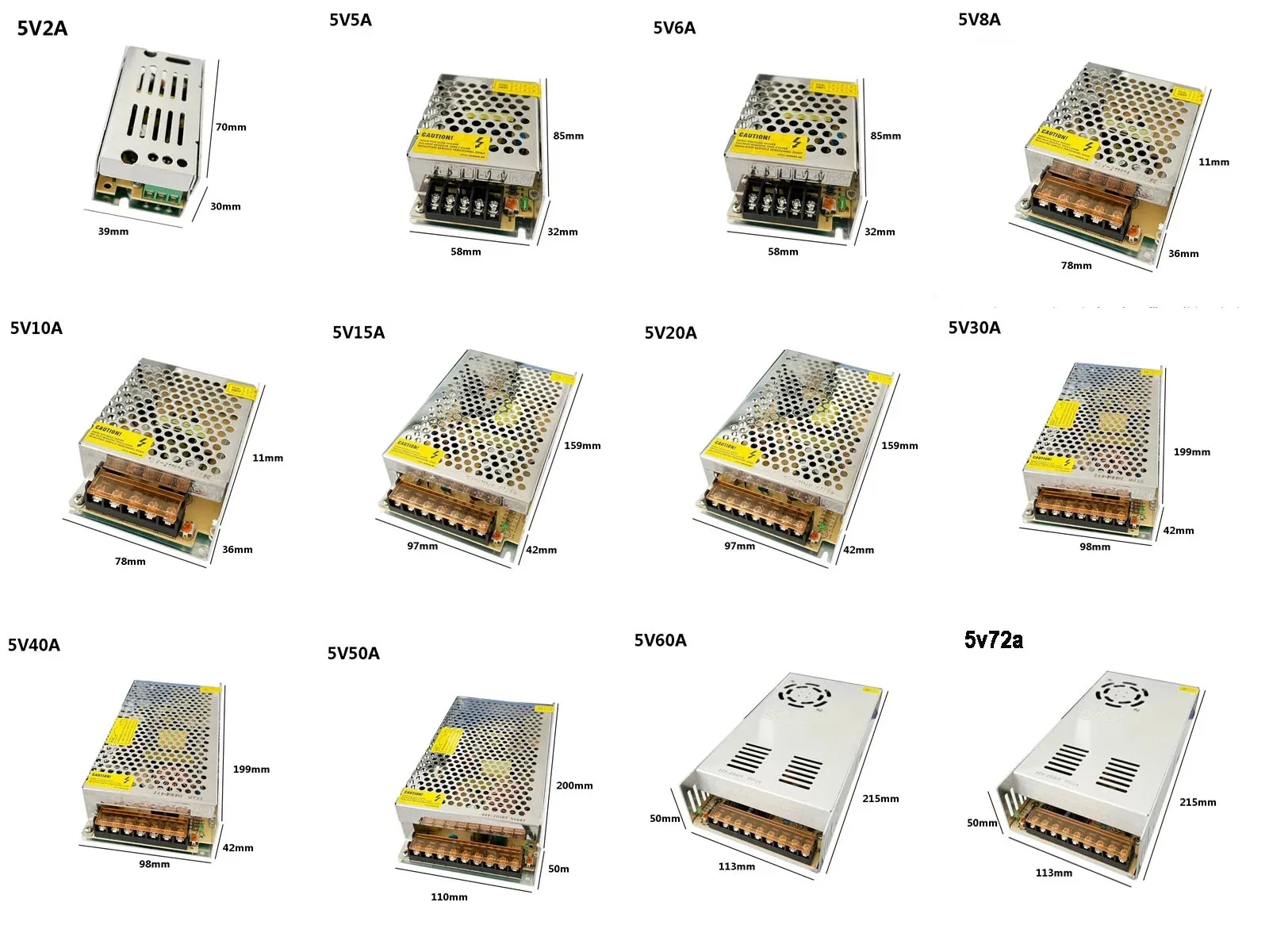 vusum Switching Led power supply 5V power supply Transformer 110V 220V AC to DC 5V 2A 6A 10A 20A 30A 40A 50A 60A 72A Driver