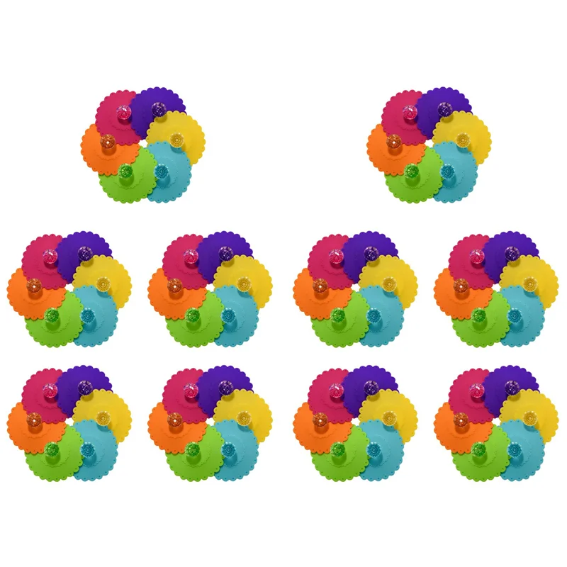 

AB13-60PCS New Cute Anti-Dust Silicone Glass Cup Cover Coffee Mug Suction Seal Lid Cap Food Grade Creative Round Mug Cover