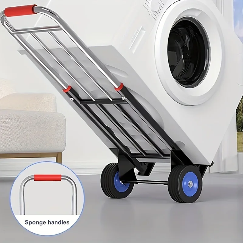 

330Lbs Heavy Duty Folding Hand Truck with Large Wheel Stair Climbing Design Multi Purpose Portable Luggage Cart for Travel Moving Shopping Office Sports Equipment Transport Home Commercial Warehouse And Logistics Use