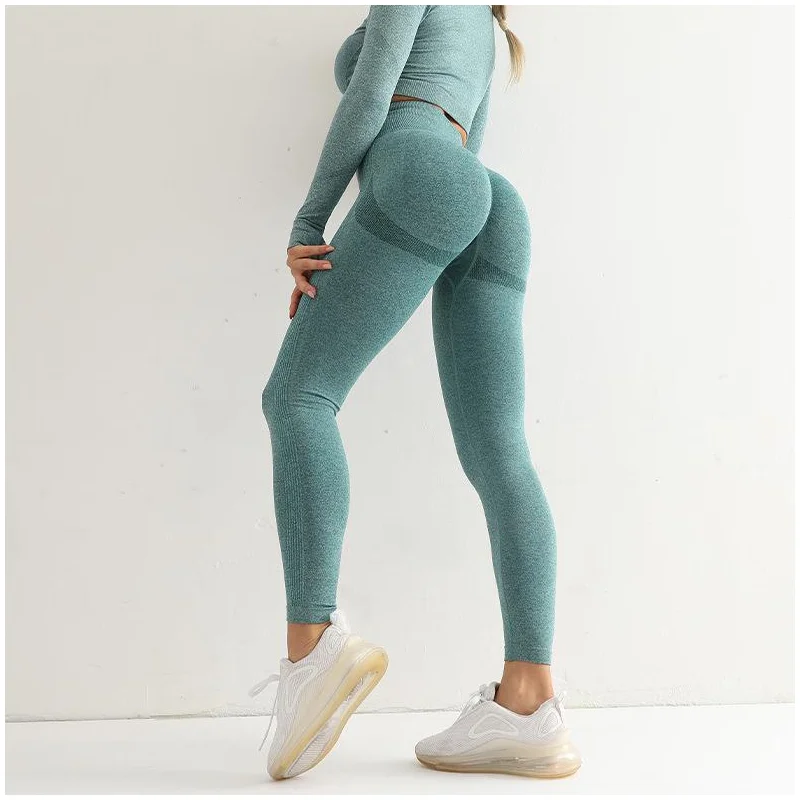 Damskie legginsy do jogi biodra podnoszące legginsy gimnastyczne bezszwowe spodnie sportowe wysokiej talii legginsy fitness Bubble Butt spodnie do ćwiczeń i biegania