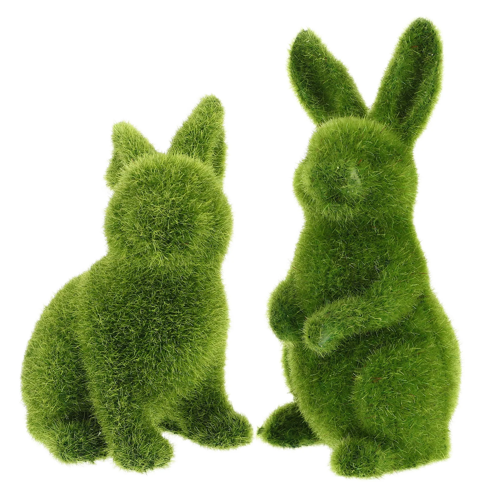 

2pcs Simulated Rabbit Ornament Realistic Bunny Sculpture Weather Resistant Resin Statue Outdoor Garden Decor