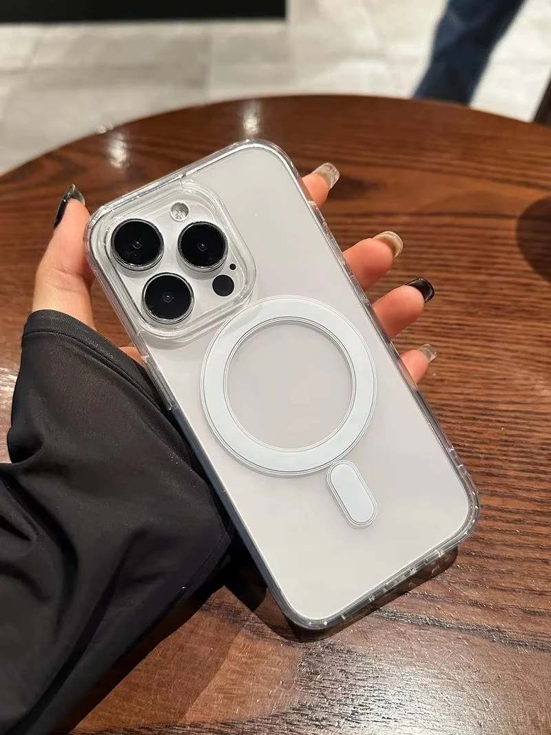 Original Transparent For Magsafe Wireless Charge Magnetic Case for iPhone 17 16 15 14 13 12 11 Pro XR XS Max 8Plus Acrylic Cover