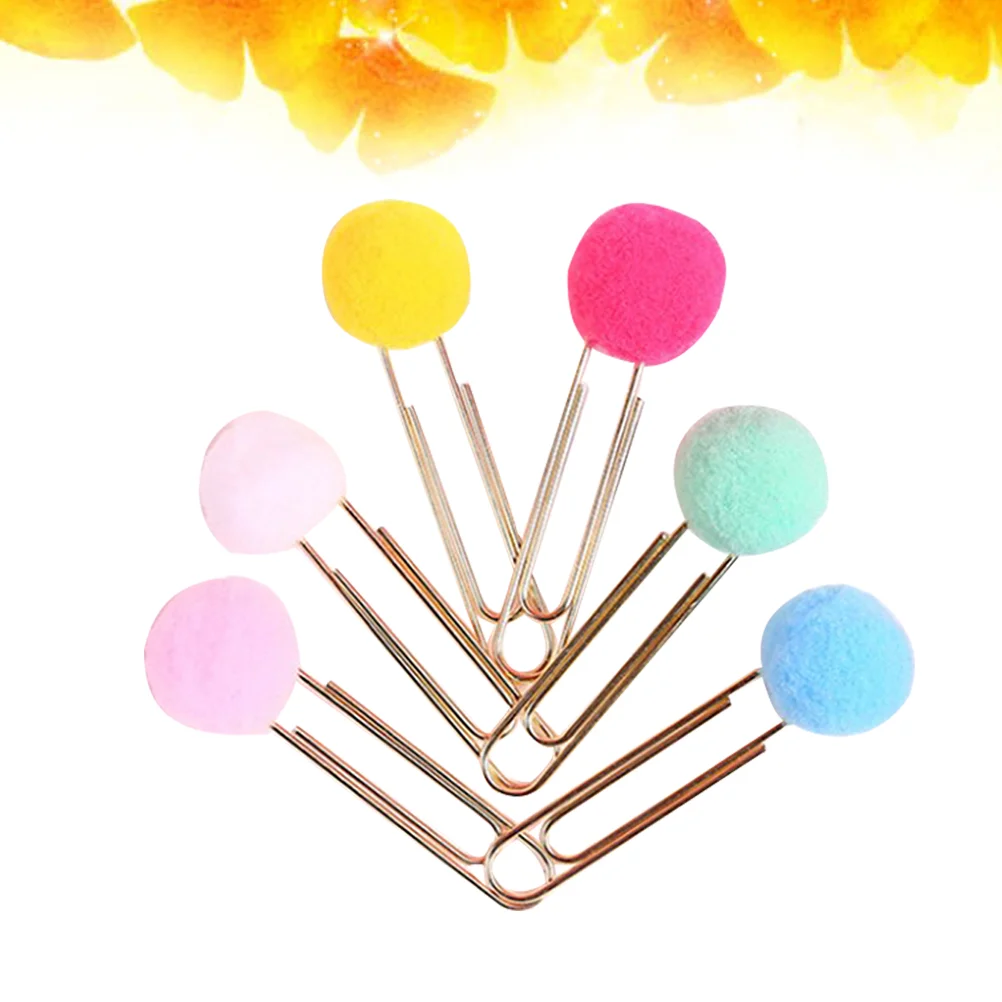 30pcs Paper Clips Kawaii Plush Ball Bookmark Clip Memo Clip Paper Clip Bookmark Novelty Gift (Mixed Color)