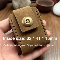 Handmade Cow Leather Fuel Gasoline Lighter Bag Case Brown for ZORRO ZIPPO Magnet Buckle