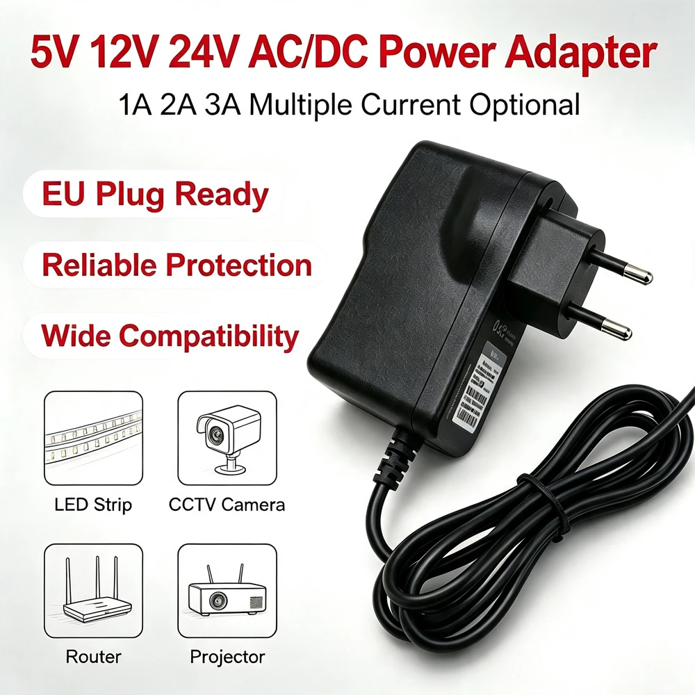 AC 110V 220V DC 5V 12V 24V Universal Power Adapter 1A 2A 3A For LED Light Router Controle CCTV Plug EU US AU UK  Power Adapter