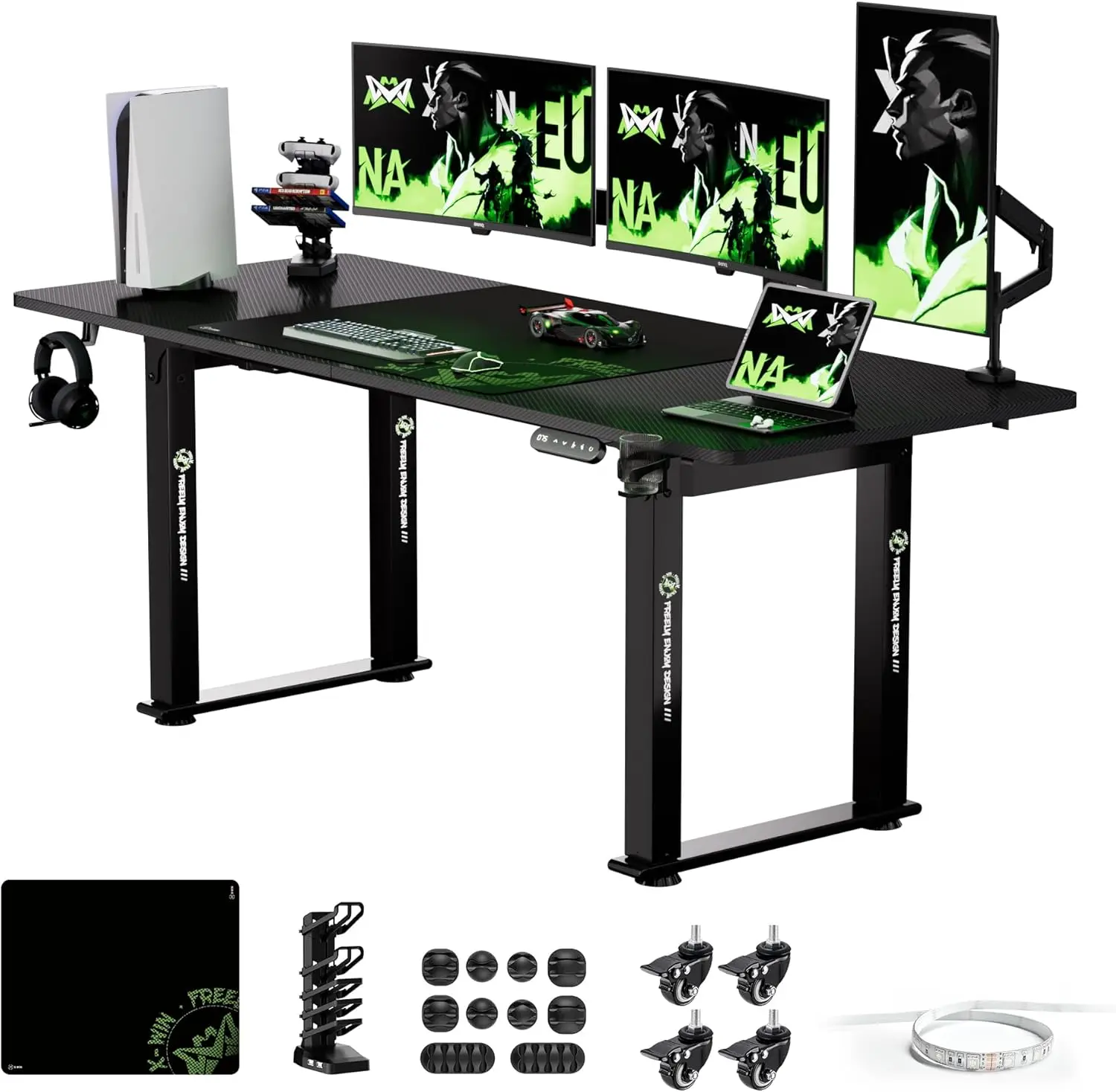 

X-Win Electric Height Adjustable Standing Desk, 71" x 31.5" Inch 4-Leg Ergonomic Sit to Stand Desk for Home Office, Powerful