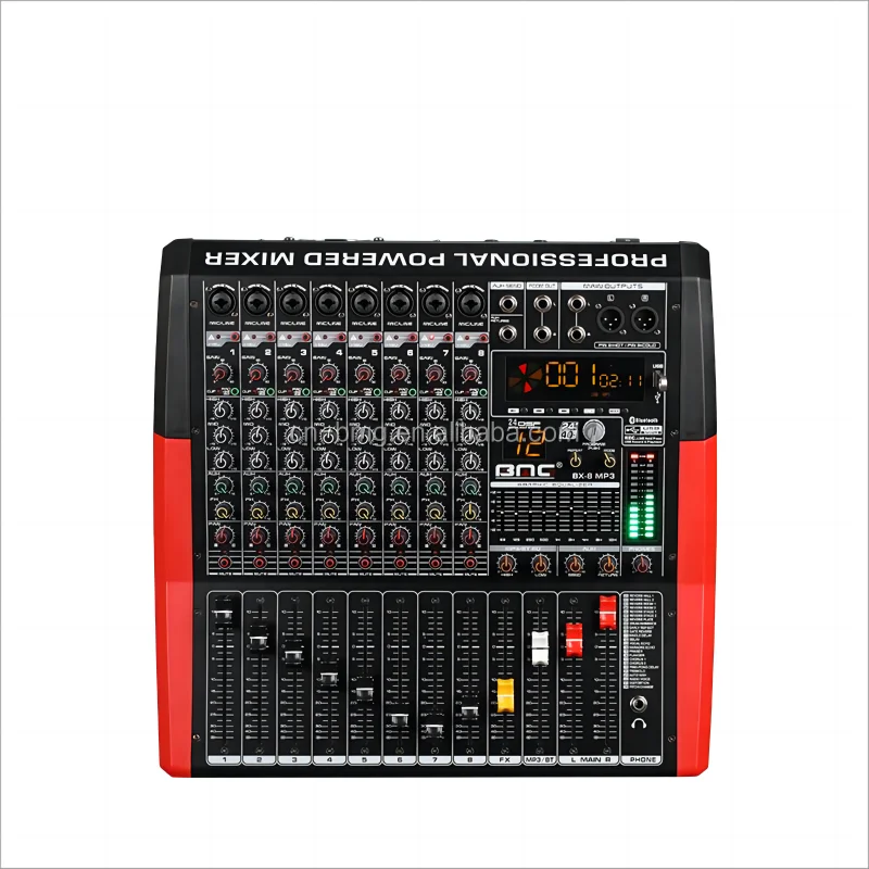 Consola mezcladora alimentada por Audio DM a la venta, consola mezcladora de potencia con amplificador de potencia, mezclador activo 650W * 2