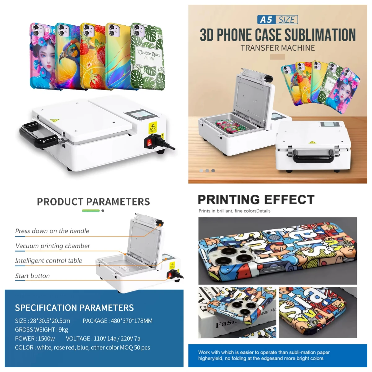 

WJW 3D Heat Thermal Transfer Printing Machine for Mobile Phone Case A5 Mini Sublimation Vacuum Machines