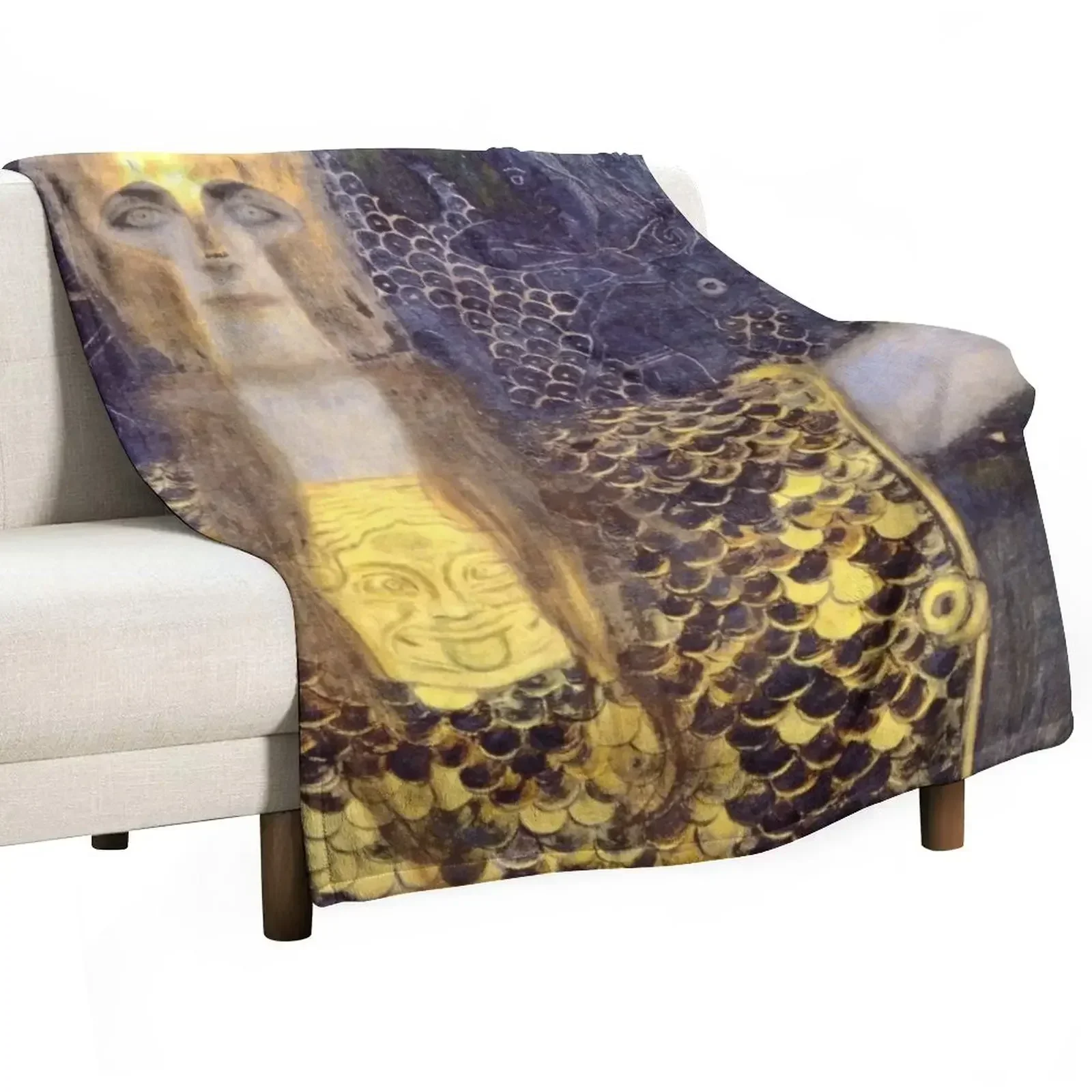 Pallas Athene by Gustav Klimt Art Nouveau Throw Blanket Luxury Brand Flannels Blankets