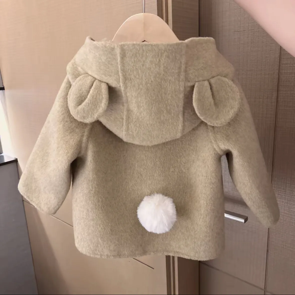 الخريف والشتاء الفتيات لطيف مقنعين معطف الصوف أزياء النسخة الكورية الجديدة معطف سميك للأطفال #4