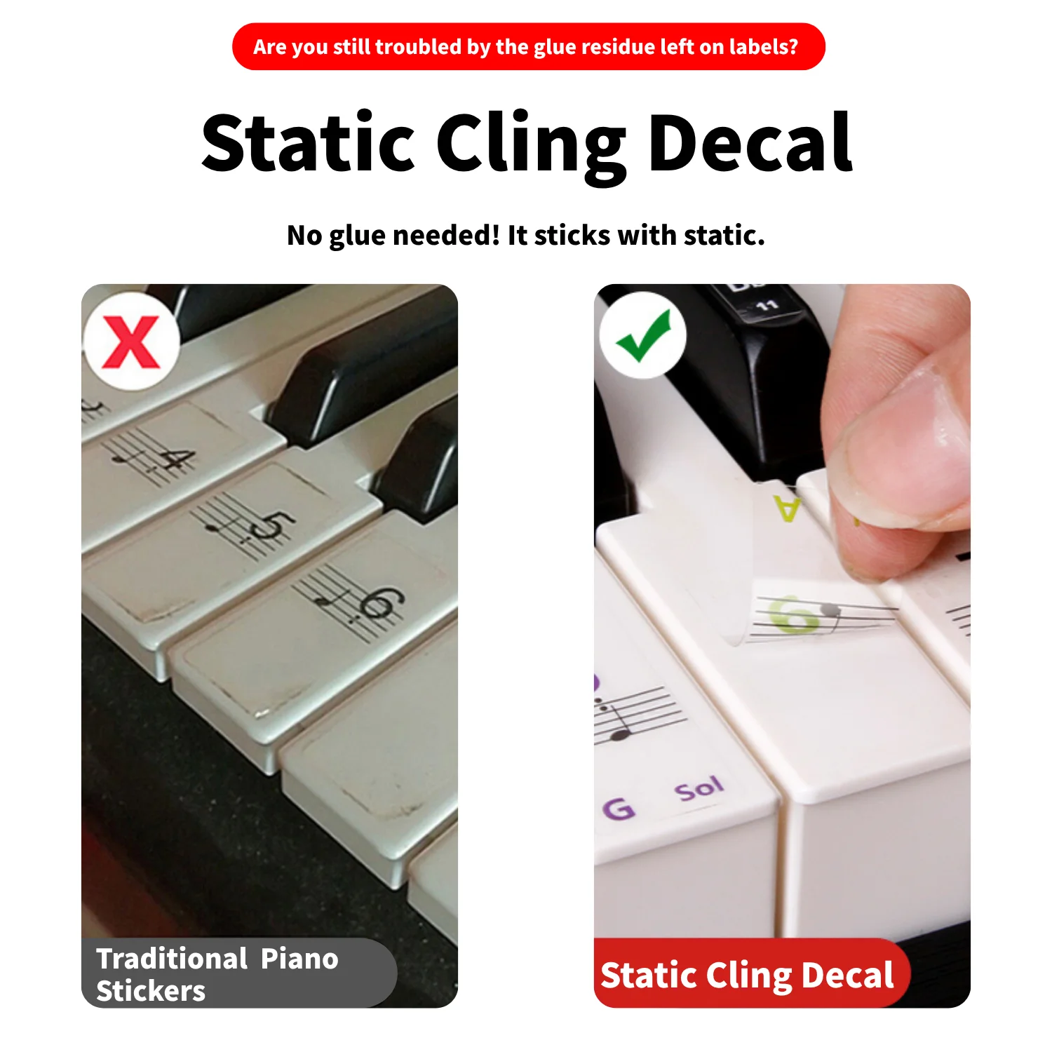ملصقات لوحة مفاتيح البيانو، مناسبة لمفاتيح 88/61/54/49/37، كبيرة وسهلة التذكر، للتعلم، ملصقات ملاحظة للمبتدئين