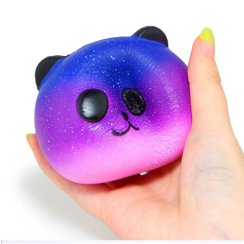 Jumbo Squishy Colorful Galaxy Panda Cute Slow Rising Stress Reliever Soft Squeeze Toy PU Bread Scented Xmas Fun Gift for Kid