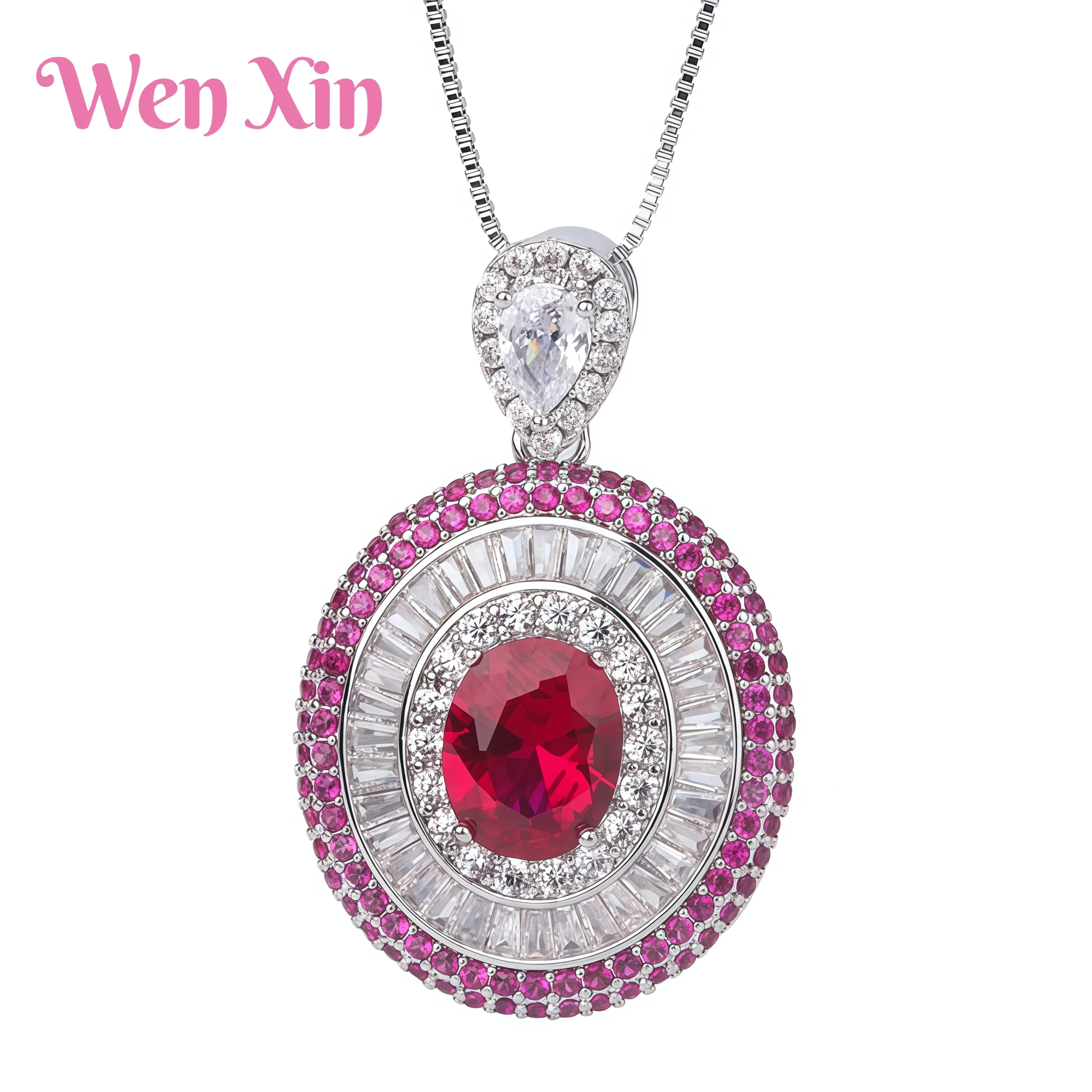 

WENXIN Brand MUSHAN MCT New Top Grade Quality Jewelry Stud Earrings For Women Red Treasure Diamond Pendant Set Jewelry