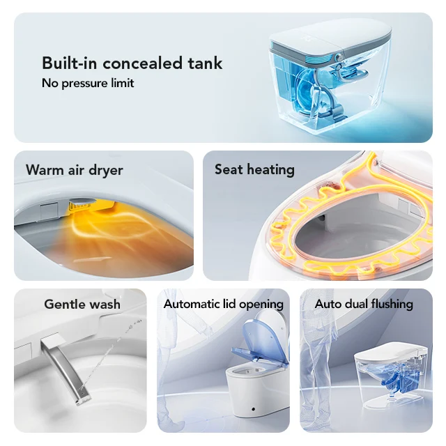 Hot Sale Automatic Bathroom Floor Mounted Intelligent Smart Electric Toilets Bowl Auto Flush Foot Sensor Smart Toilet