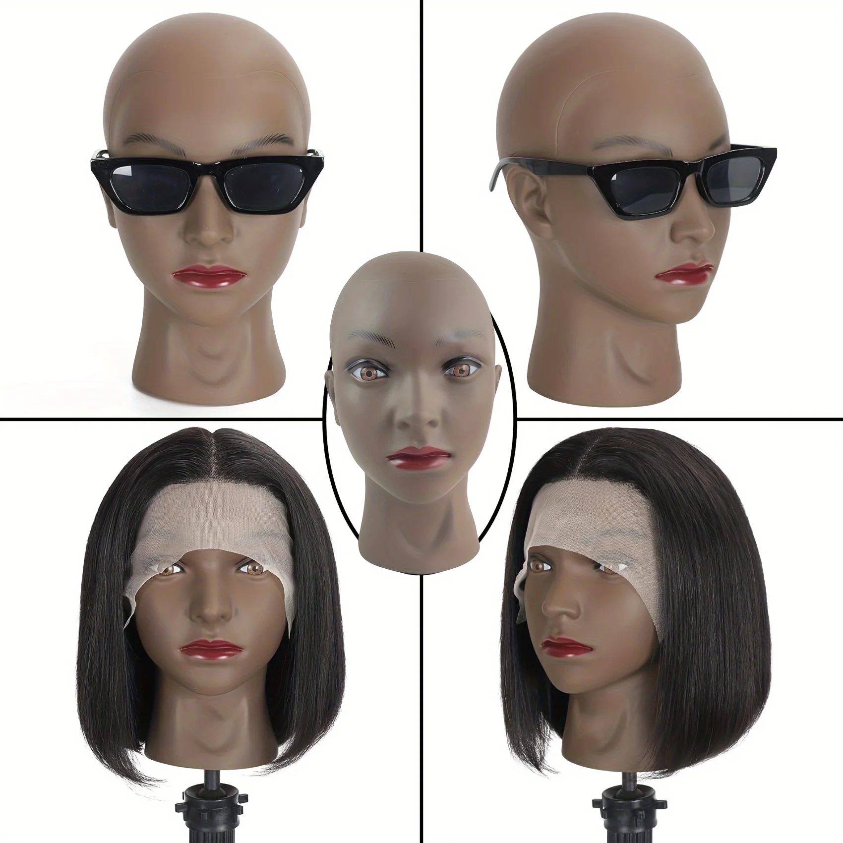 Unisex Adult Mannequin Head for Wig Making, Display,Bald Manikin Doll Head with Stander for Cosmetology Training