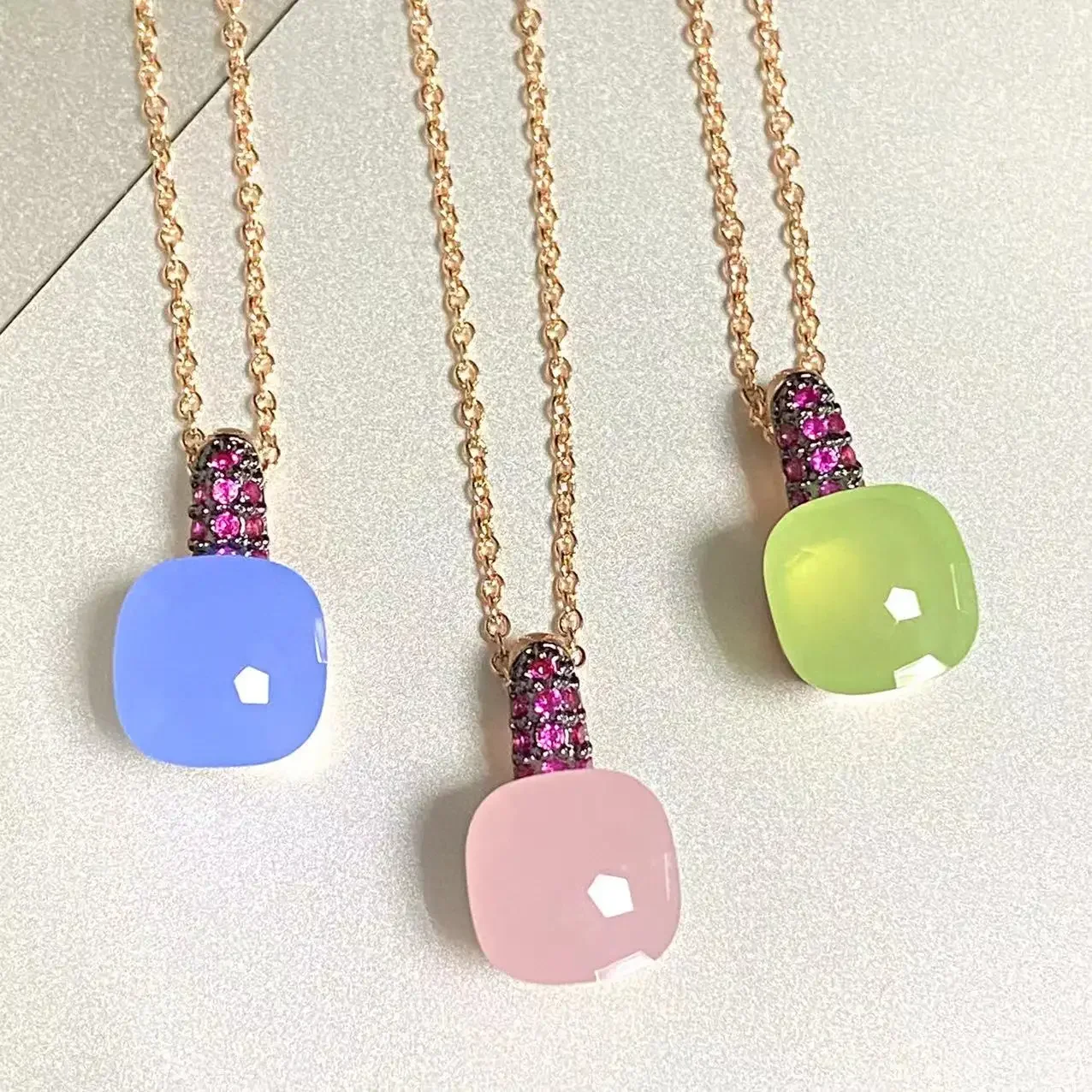 Classic Pendant Necklace Water Droplet Inlay Purple Zircon With Gun Black Plated Pendant Necklace For Women Jewelry Gift
