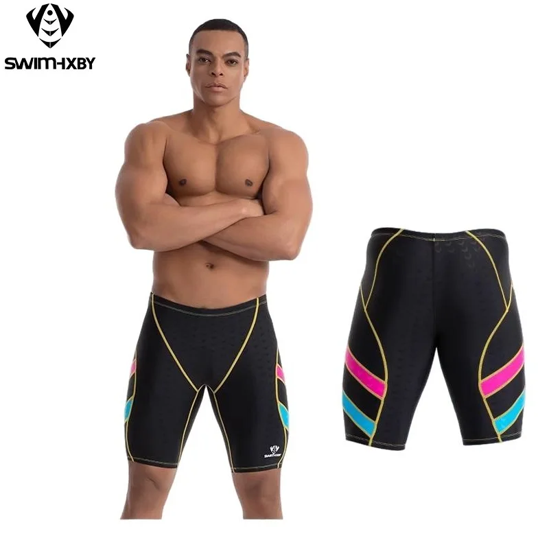 

HXBY профессиональные гоночные шорты для плавания, мужские термостойкие плавки, прочные водонепроницаемые тренировочные плавки из быстрой кожи