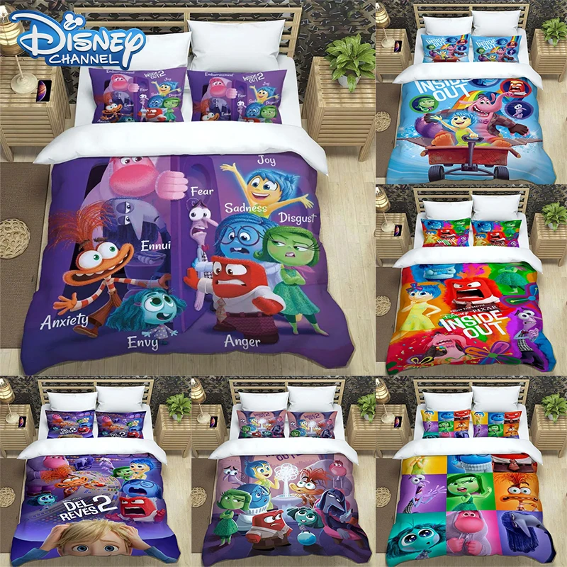 

Disney Inside Out 2 Bedding Set Quilt Cover with Pillowcase Cartoon Bed Bedroom Duvet Cover Decor Beddings Suit Birthday Gift