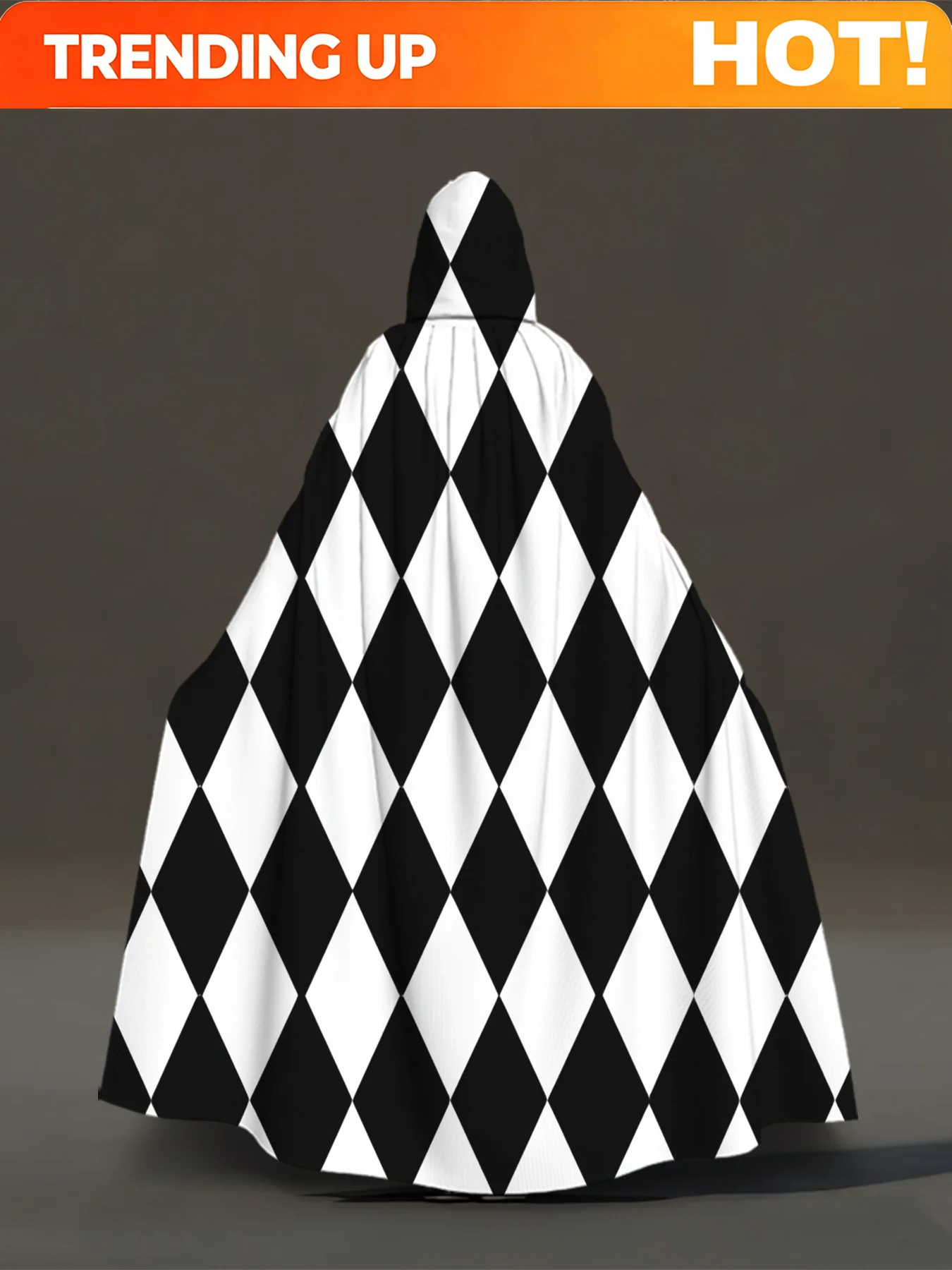 Customization 1pc 1pcs Retro Full-Body Black & White Hooded Cloak Robe - Unisex Costume Suitable For Cosplay, Halloween, Carniva