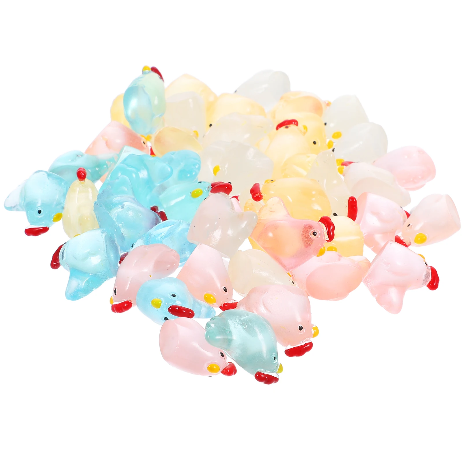 

48 Pcs Resin Chick Ornaments White Light Orange Mini Figurines Cute Cartoon Animal Decor Lawn Garden Statues