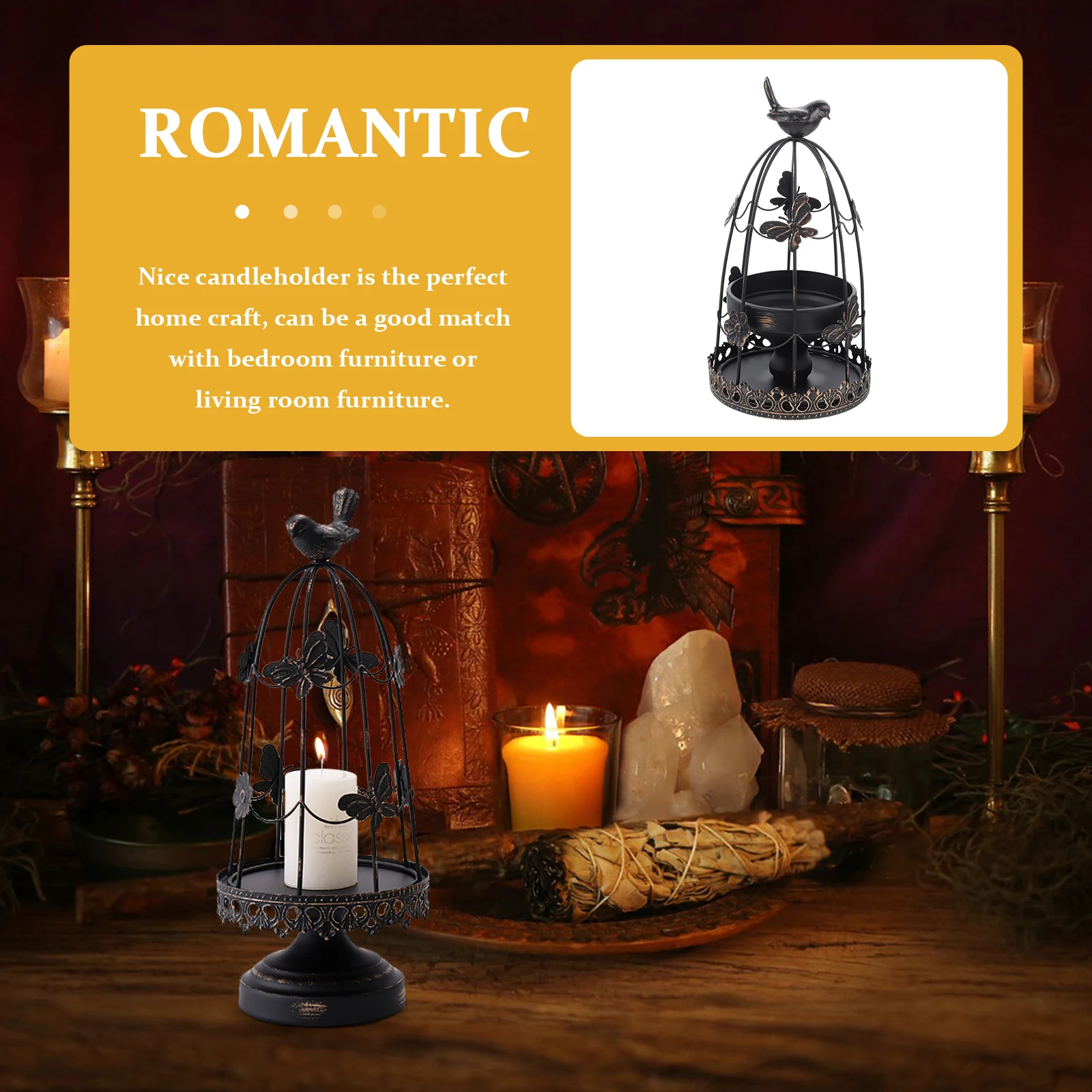 

Desktop Adorn Holder Black Home Decor Wedding Party Table nament Vintage Style Candlestick Candles