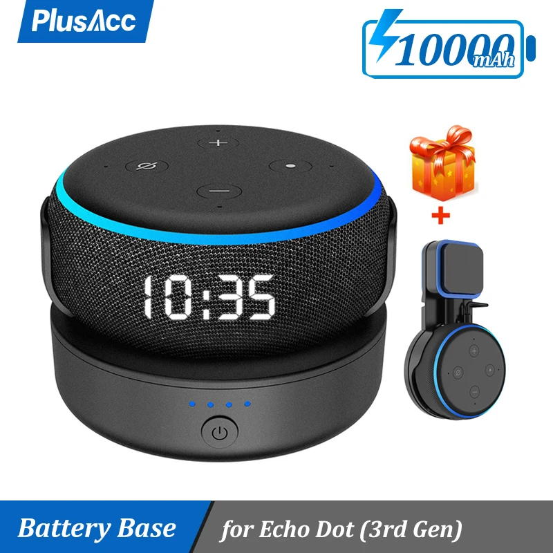 PlusAcc 10000mAh بطارية قابلة للشحن قاعدة لأمازون صدى دوت 3 3rd الجنرال حامل جبل قوة البنك شاحن ل أليكسا المتكلم