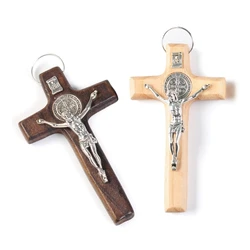 2025 New Handmade Wood Jesus Crucifix Wall Decoration Jewelry Religious Necklaces Pendant Making Prayer Hand Holding