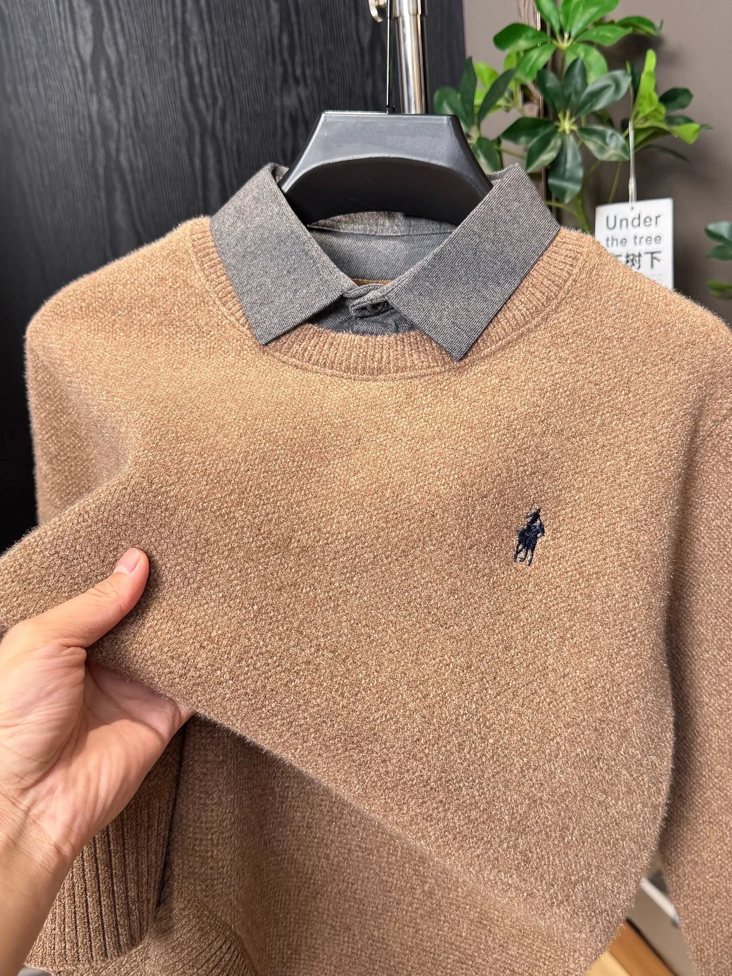 High quality fashion shirt collar sweater high-end designer brand exquisite pony embroidery men Paul plush warm knitted pullover