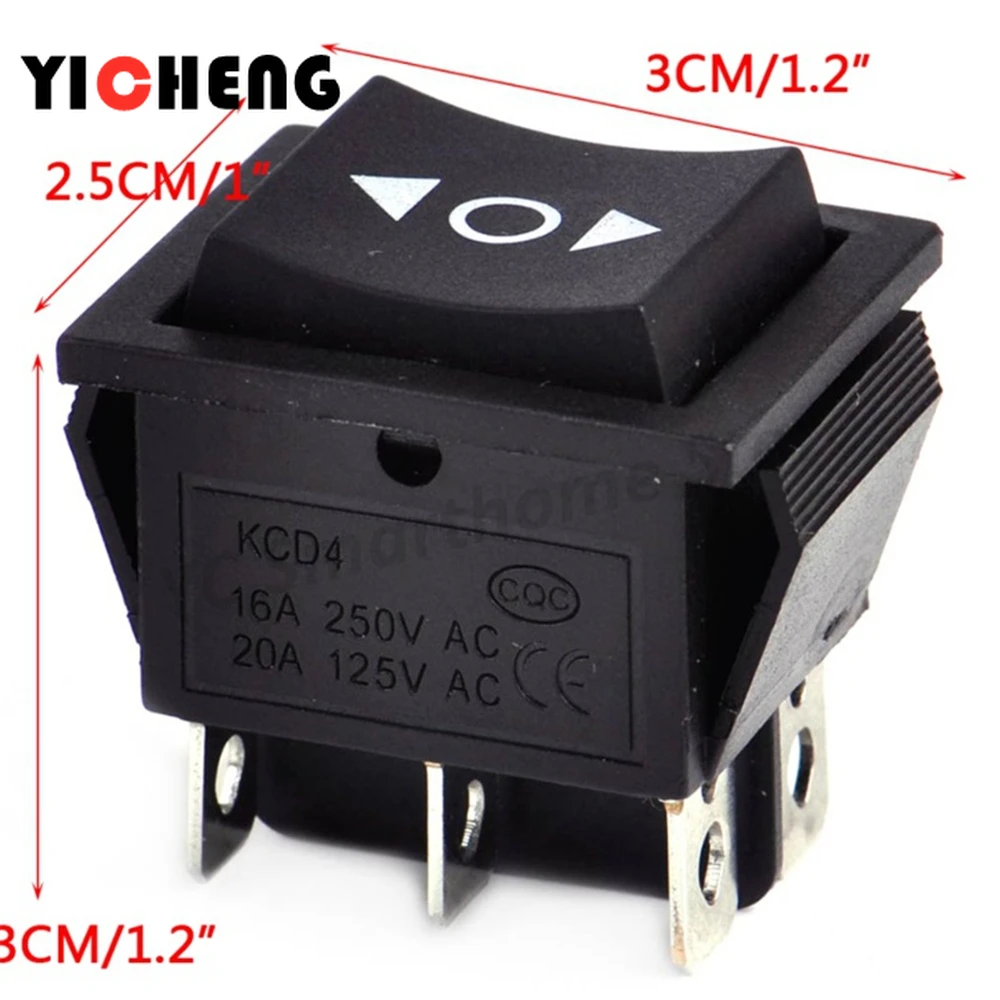 2Pcs Kcd4 Marine Switch Black Rocker Power Switch Two-way Reset Switch 16A / 250V / 20A / 125V High Current All copper feet