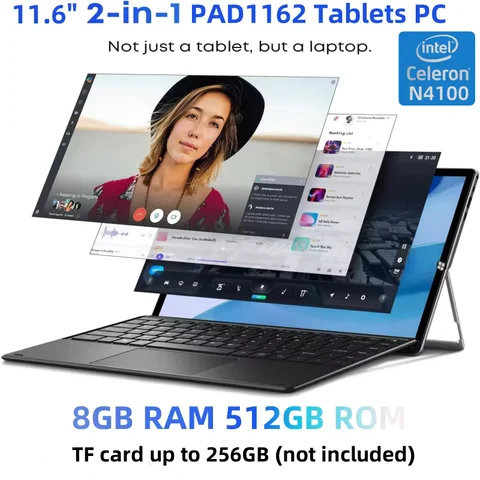 Galavey Terra Tablet 11,6" Intel Celeron N4100 64-Bit Windows 11 8 GB RAM 512 GB ROM Typ C Tablets 1920x1080IPS HDMI-kompatibel