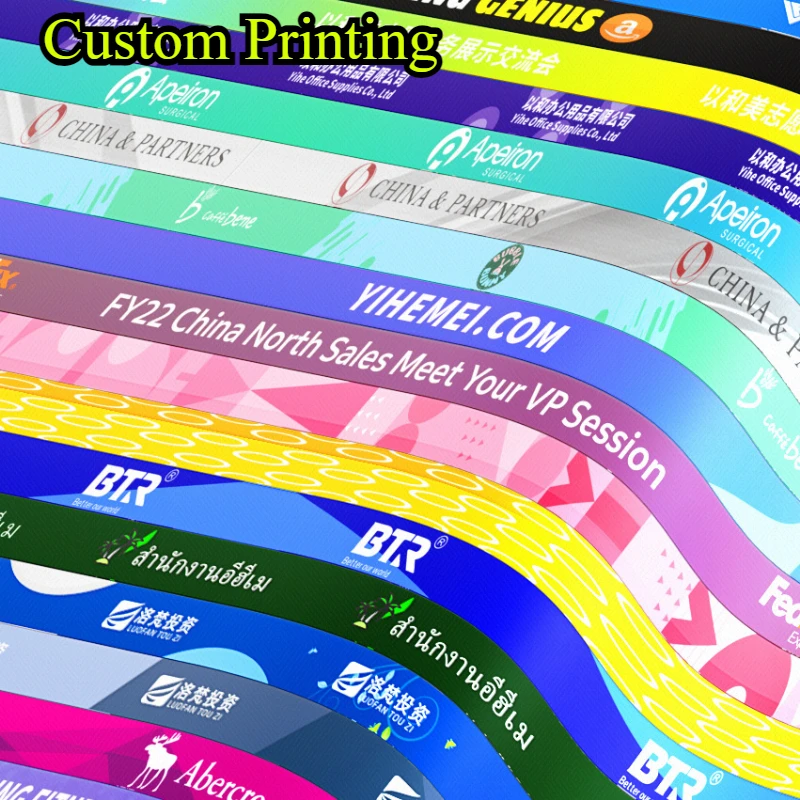 50PCS Custom Retractable Lanyards for ID Badge Card Holder Neck Hanging Strap for Exhibition Card