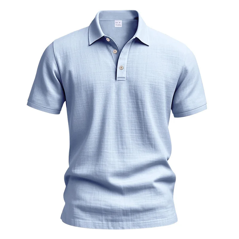 Summer Casual Commute Polo Shirt for Men, Solid Lapel Half Button Short Sleeve Loose Breathable Daily Office Outdoor Appare