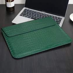 Laptop Sleeve for MacBook Pro 14 M4 Max 2024 PU Cover Crocodile Pattern Leather for MacBook Air 13 13.6 inch Air15 M3 2023 Case