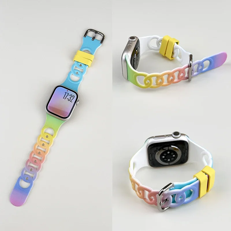 Printed Strap For Apple Watch Ultra 4 3 Band 49mm 44mm 45mm 42 46mm Silicone Correas Bracelet iWatch Series 12 11 10 9 SE 40mm