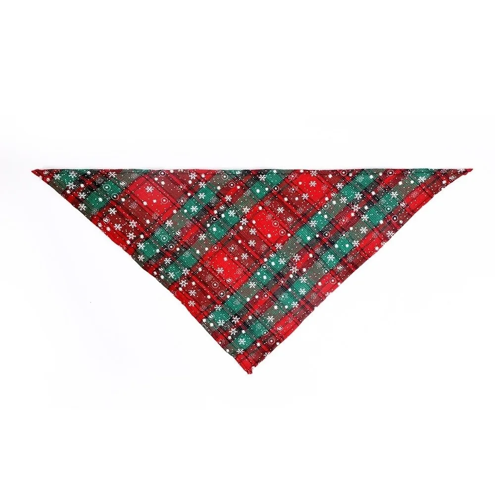 Pet Neckerchief Polyester Cotton Christmas Pet Triangle Scarf Plaid Snow Print Dog Saliva Towel Soft Dog Bandanas Birthday Party
