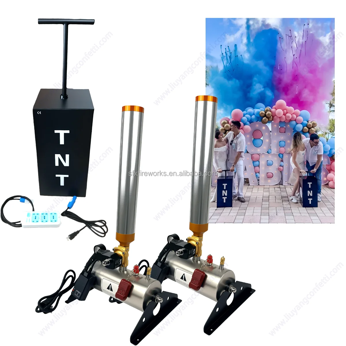 2pcs Eco-Friendly Electronic Baby Shower Gender Reveal Confetti Powder Cannon  Powder Machines Outdoor Party Popper &  Wedding