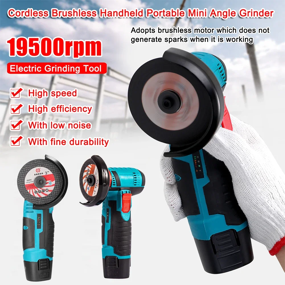 

Angle Grinder 12V Brushed/Brushless Optional 19500rpm Electric Grinding Tool Cordless Handheld Portable Mini Angle Grinder