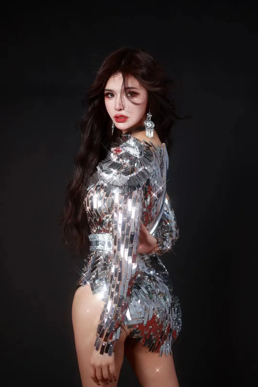 Disfraces de rendimiento Lentejuelas de forma irregular con diamante completoMetallicTexture apretado y A964