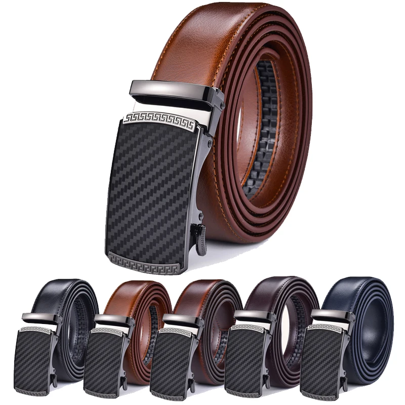 

Men's Leather Ratchet Automatic Buckle Belt Suitable with Formal Casual Trousers