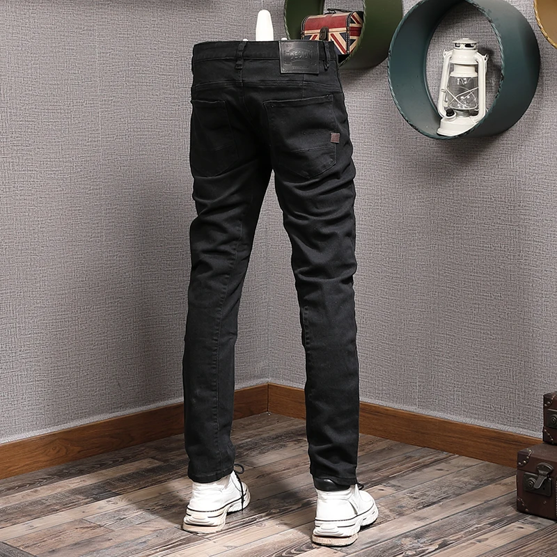 Newly Designer Fashion Men Jeans High Quality Stretch Slim Fit Black Jeans Men Elastic Trousers Casual Denim Pencil Pants Hombre