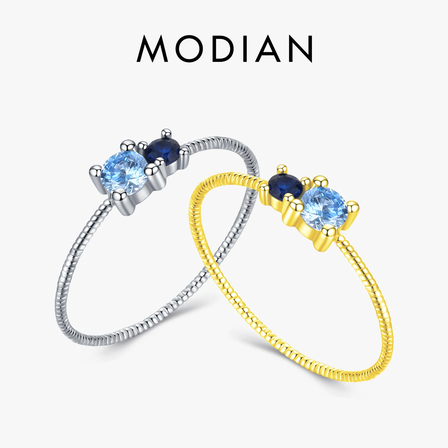 

Modian 100% 925 Sterling Silver Charm Crystal Twist Dazzling Finger Ring For Women Grils Party Fashion Stackable Fine Jewelry