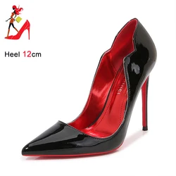 12CM Sexy Pointed High Heels Women's Unique Tailoring Office Stiletto Pumps French Style Celebrity Party Wedding Single Shoes