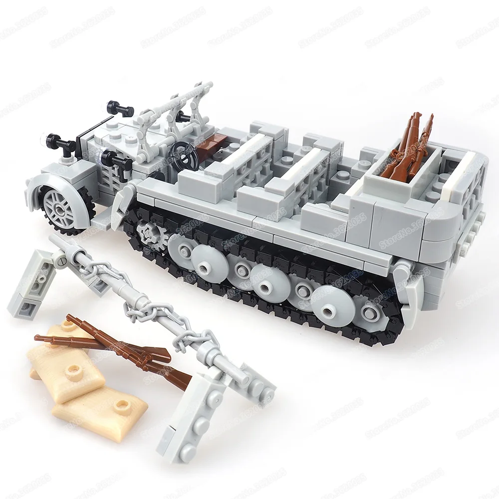 Steel Germany SD.KFZ.7 Half Track Armored Vehicle Building Block Assemble Military Figures WW2 Troop Carrier Model Child Boy Toy