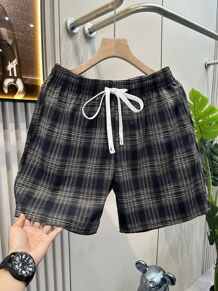 

Летние свободные пляжные брюки четырех четвертей, повседневные спортивные брюки в стиле ретро для мужчин, дышащие прямые брюки из полиэфирного волокна