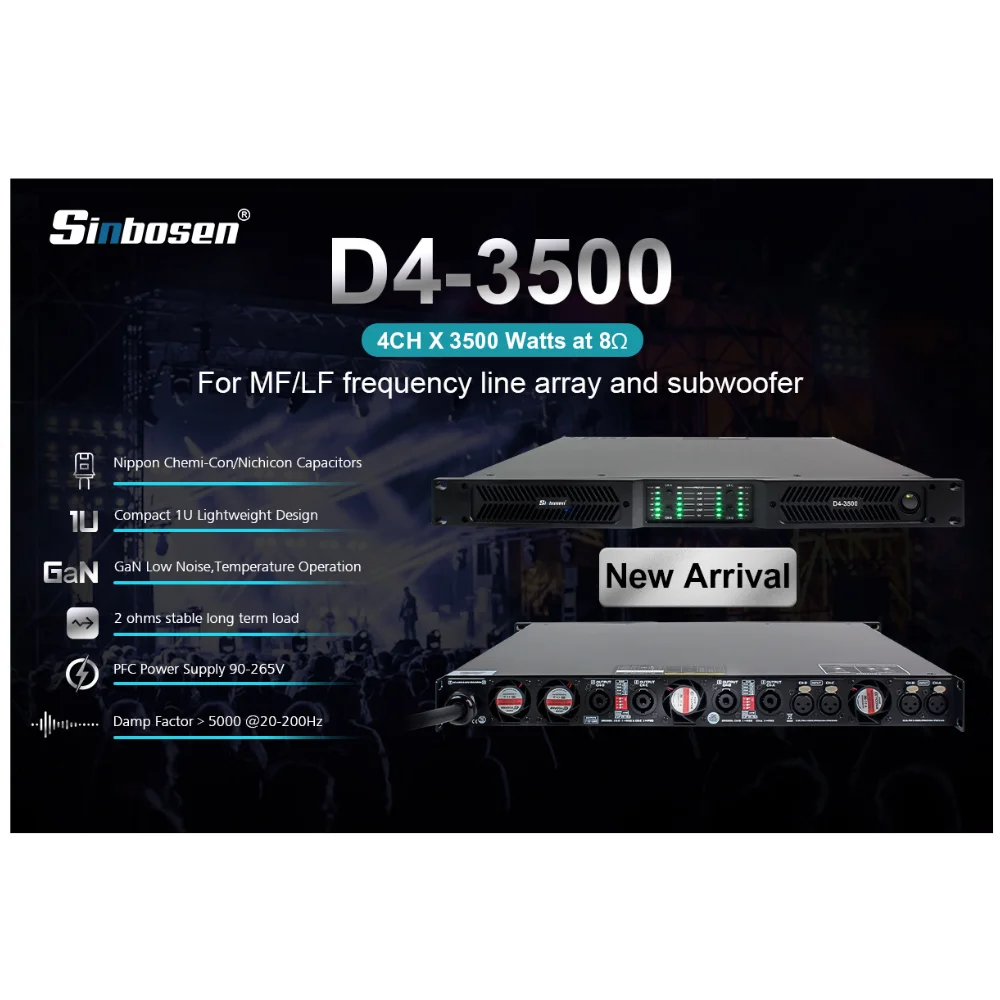 D4-3500 amplifier audio 4 channel 3500 watts professional surround sound power amplifier